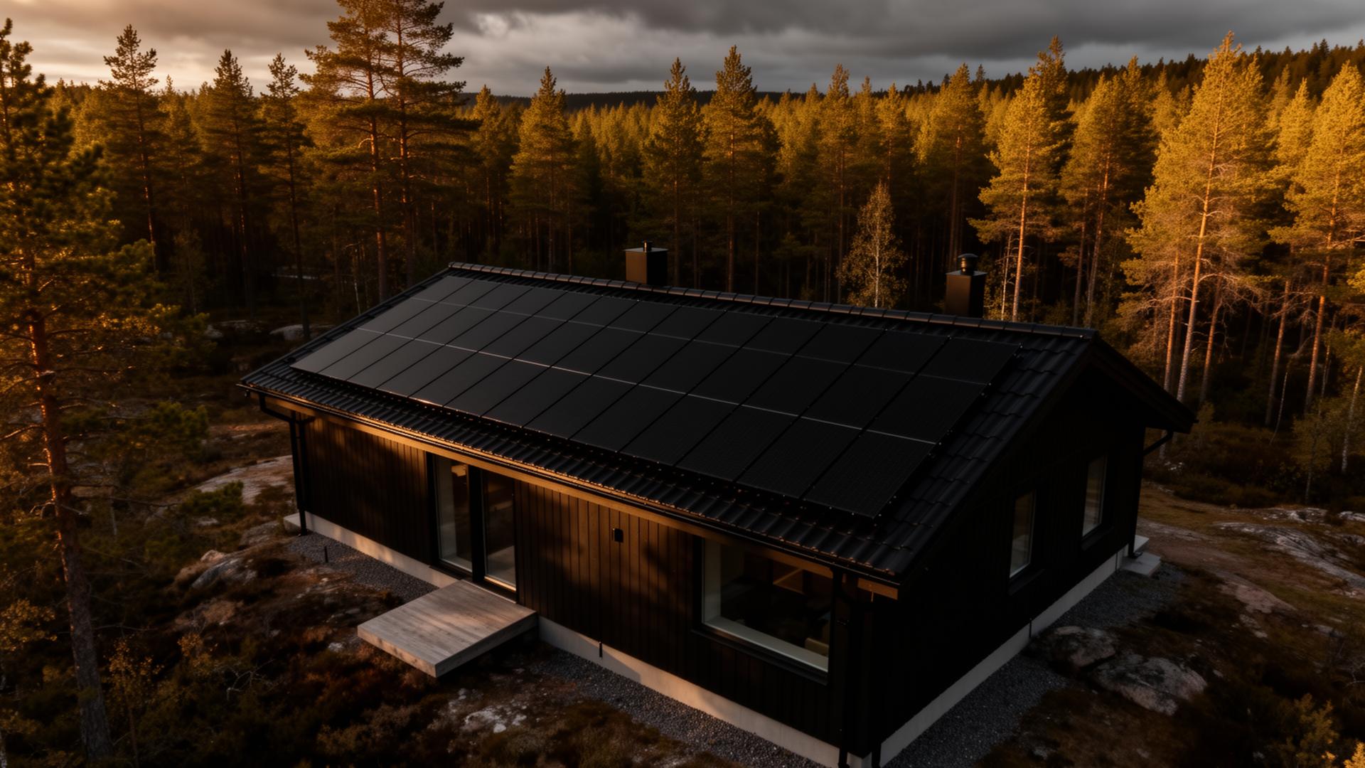 Modern svensk villa med solceller på taket